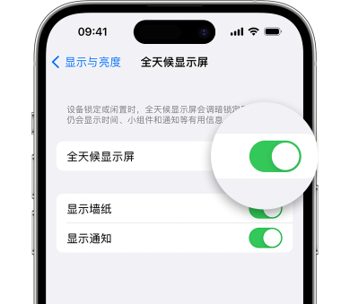 黑龙江苹果15预约维修分享iPhone15如何设置全天候显示屏幕可见 