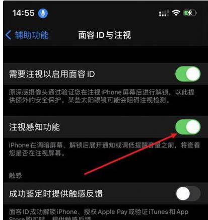 黑龙江苹果14维修网点分享iPhone14注视感知功能有什么用 